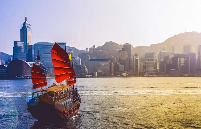 Hong Kong China boat in the bay