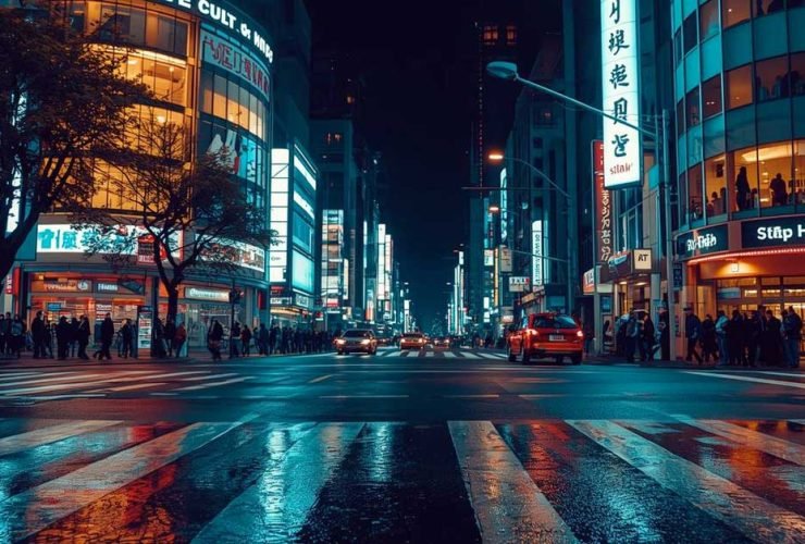 Shibuya Scramble Crossing at night Tokyo