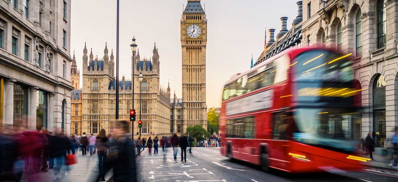 London UK - Big Ben and a Red Bus