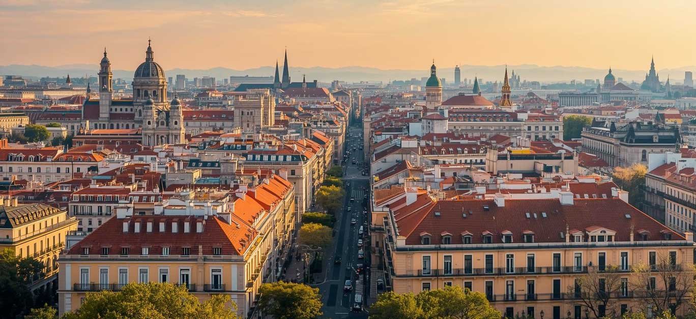 Madrid rooftop city view